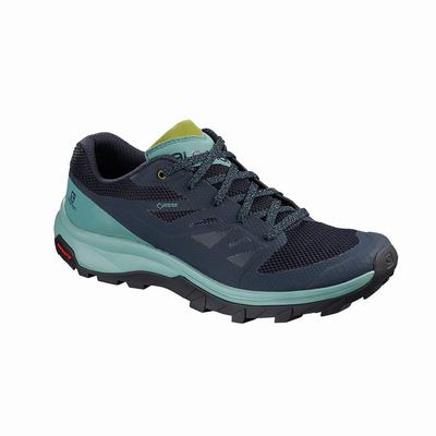 Női Salomon OUTLINE GORE-TEX Túracipő SA2384571 Türkiz/Sötétkék